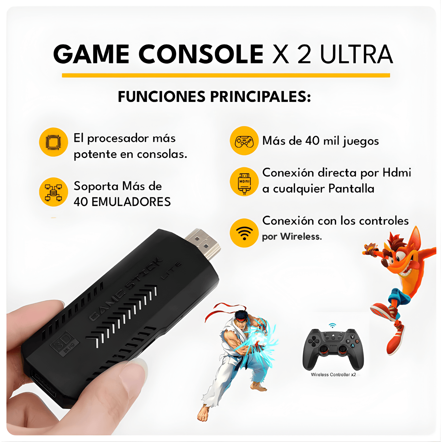 Consola Retro Game Stick X2 ULTRA 128 GB