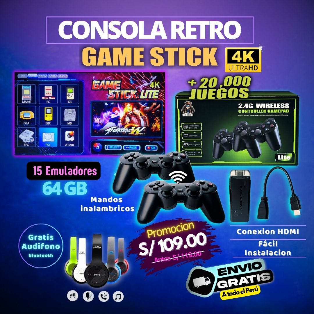 GAME STICK 64 GB + AUDIFONO