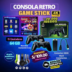 GAME STICK 64 GB + AUDIFONO