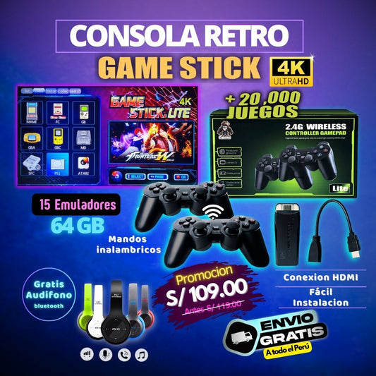 GAME STICK 64 GB + AUDIFONO