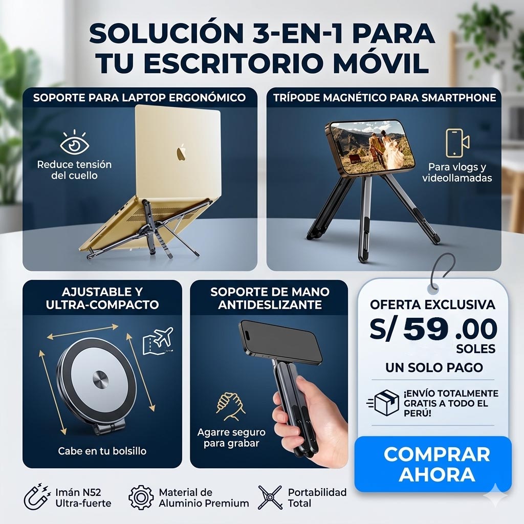 SOPORTE LAPTOP 3 EN 1 PLEGABLE