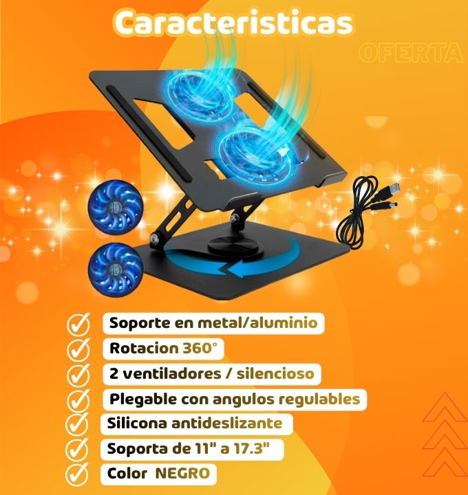 Soporte laptop con ventilador + soporte celular