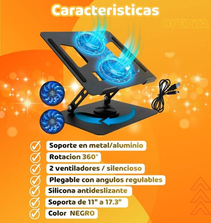 Soporte laptop con ventilador + soporte celular