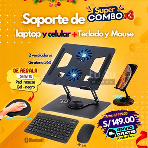 Soporte de Lpatop y Celular + Teclado y Mause