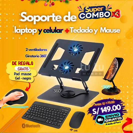 Soporte de Lpatop y Celular + Teclado y Mause