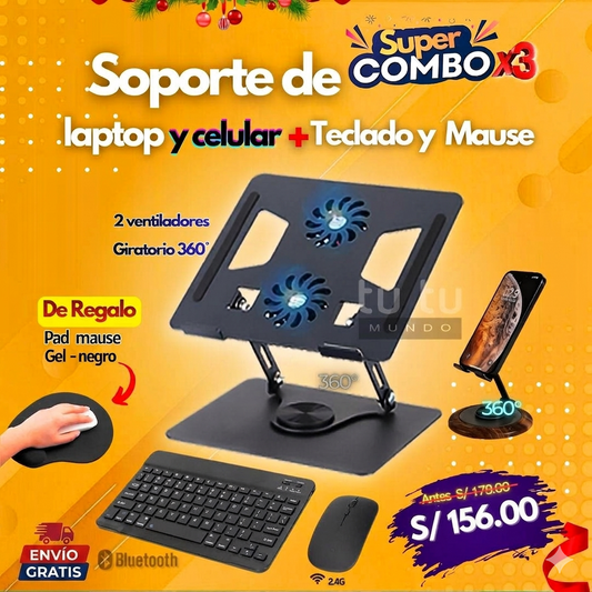 Soporte de Lpatop y Celular + Teclado y Mause